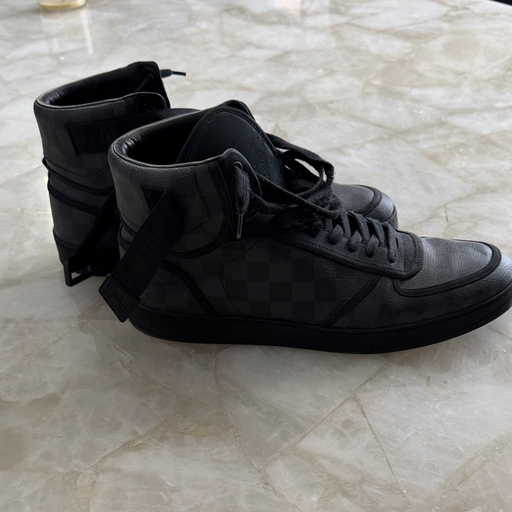 Louis Vuitton Black Checkered High-Top Sneakers